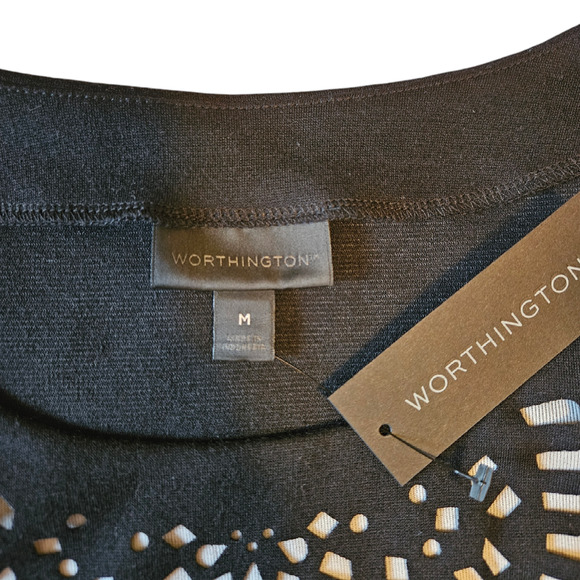 Worthington Cut Out Tank Top Black White Sleeveless Women’s Size Medium NWT - Picture 5 of 9